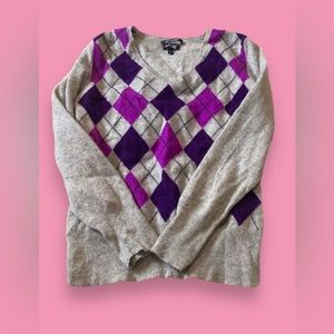 Apt 9 argyle sweater 100% cashmere Large